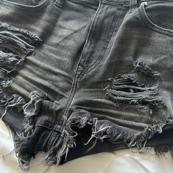 Express Black/Dark Gray Ripped Distressed Shorts - Picture 3 of 4